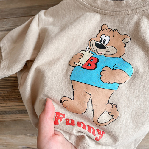 2024 Children's Korean Style Summer Children's Korean Style Hemp Cotton Short Sleeve T-Shirt Girls' Boys' Underwear 122208 