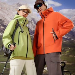 冲锋衣女情侣款加厚保暖外套防风防水户外男女同款秋冬连帽登山服