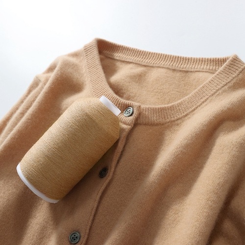 New early autumn round neck knitted cardigan for women loose large size thin sweater jacket solid color outer wool bottoming shirt