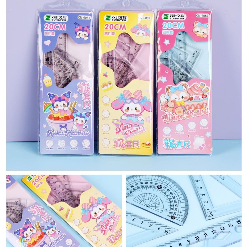 工場卸売新しいクリエイティブ透明定規学生定規三角プレート試験絵画 4 ピース定規卸売|undefined