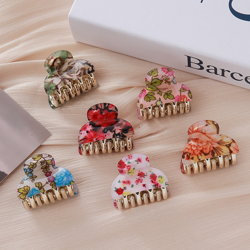 棠梨韩版时尚简约小号抓夹碎花百搭顶夹碎发刘海夹后脑勺半扎发夹