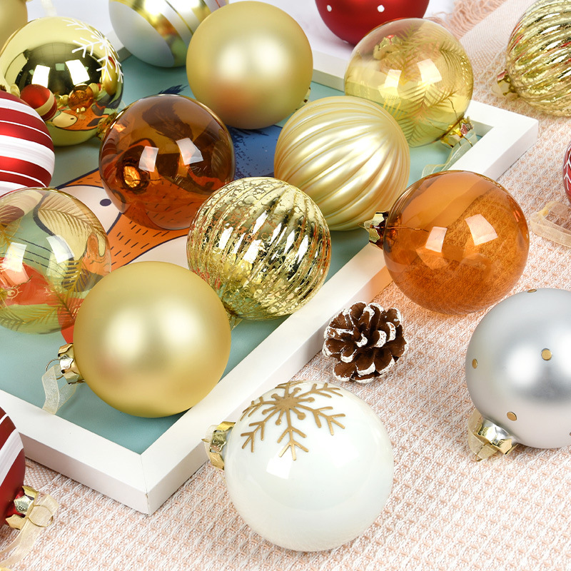 Decoraciones navideñas de vidrio pintado bola de decoración de árbol de Navidad accesorios colgantes bola colgante bola 9 bolas de caja 8CM