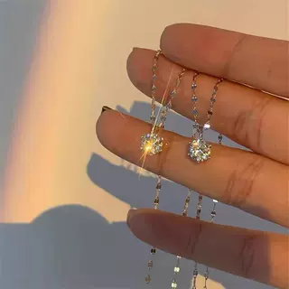 单钻项链女款仿莫桑钻吊坠轻奢小众高级设计感锁骨链日韩简约气质