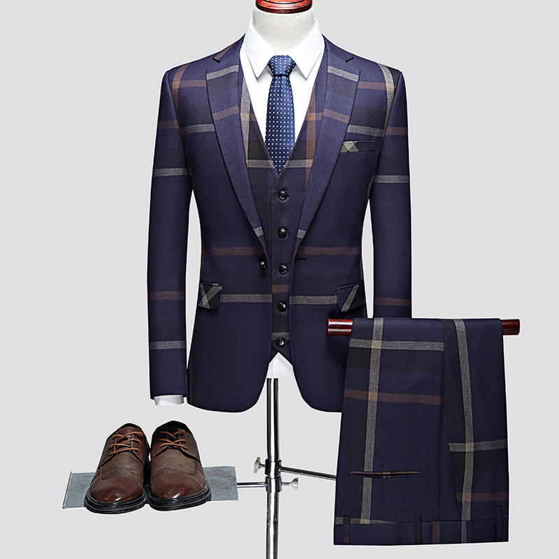 Men's Clothing Groom studio suit men's style slim performance three piece suit male best man business casual suit professional attire_viptrois.com