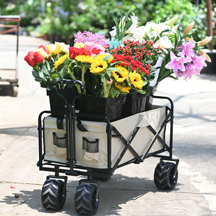 Net red flower shop flower stall small trolley flower night market folding small trailer display stand flower stall bouquet cart