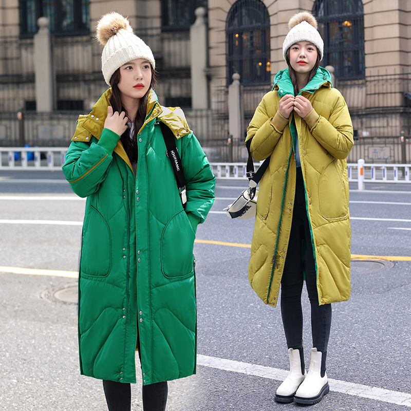 2024 invierno engrosado dos lados vestidos de algodón de mujer nuevo invierno largo estilo coreano abrigo de algodón extranjero image 4