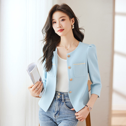2024 Spring and Autumn New Women's Wear Socialite Xiaoxiang Style Slimming Short Top Waist A-Line Skirt Two-piece Suit