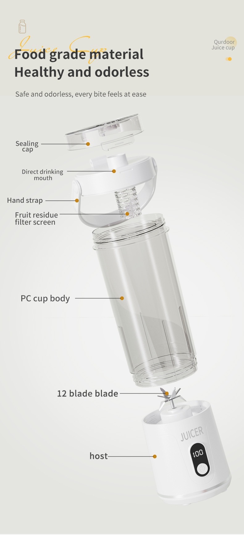 Factory Multifunctional Juicer Home Fruit Juice Machine Wireless Small Mini Electric Portable Juice Extractor