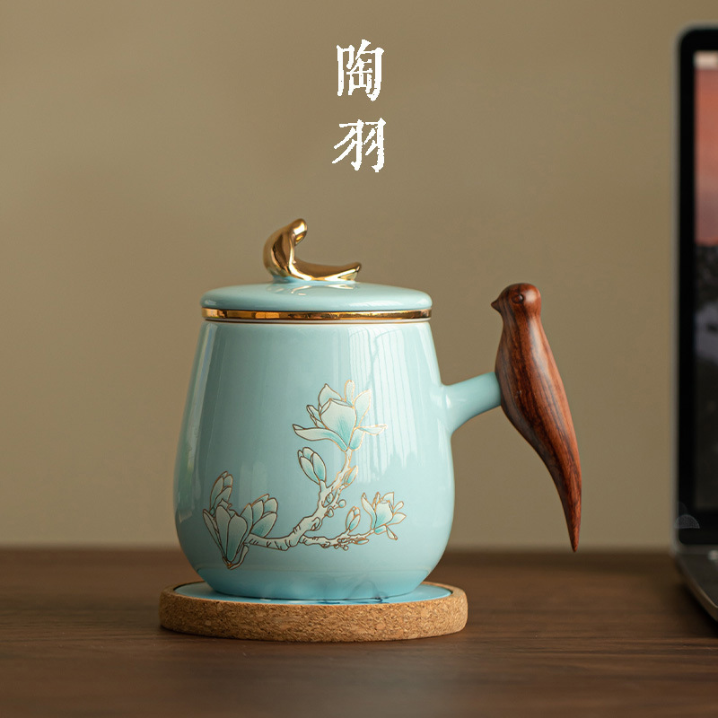 玉兰办公杯茶杯个人专用办公室陶瓷茶水分离泡茶杯大容量喝茶杯|undefined