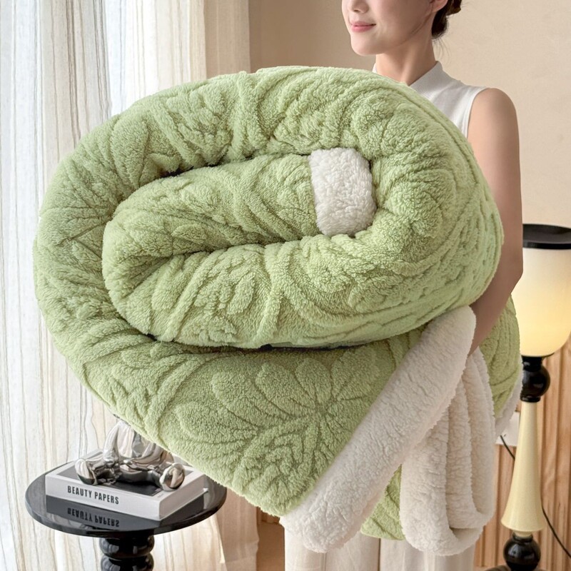 Cross-Border European Jacquard Taffeta Blanket Cashmere Nap Blanket Double-Sided Thickened Office Sofa Blanket