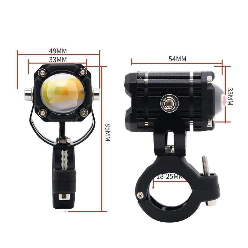 Lente de condensador superbrillante para motocicleta eléctrica, flash de explosión de ojos de demonios, luz de alto y corto alcance de dos colores, luz delantera para pavimentación de carretera