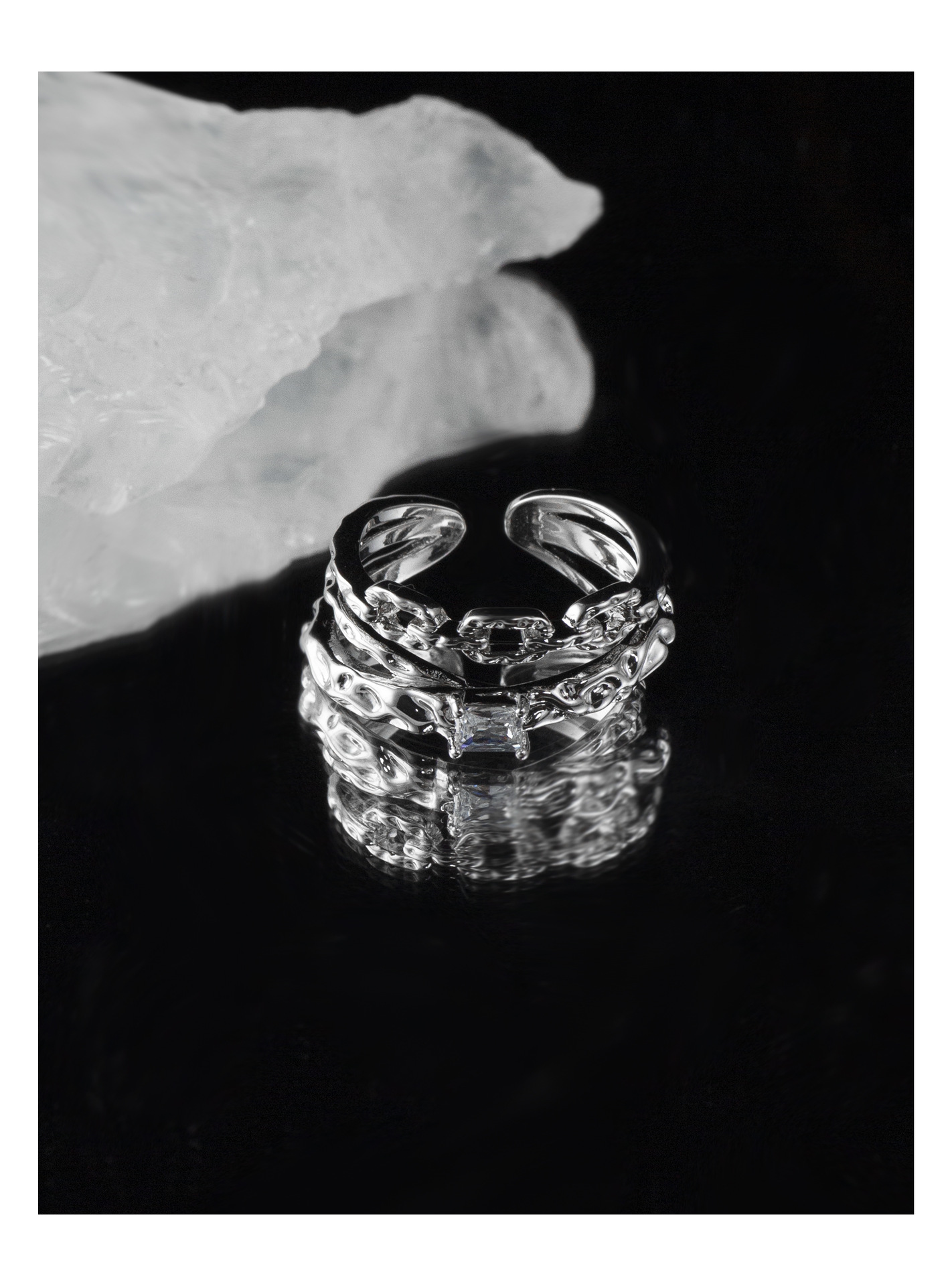 Fashion Geometric Copper Plating Zircon Open Ring