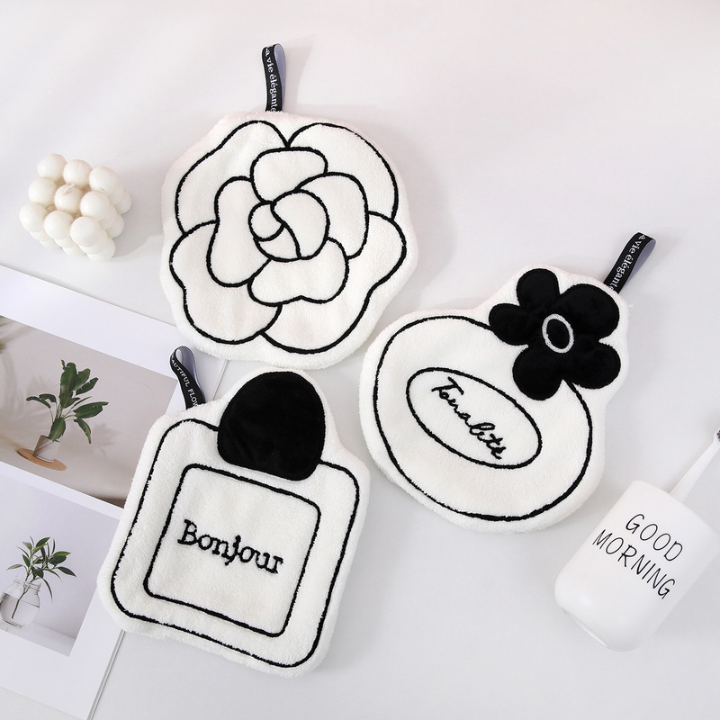 French-Style Hanging Hand Towel, Absorbent Coral Fleece Towel for Home Use, Thickened Hand Wipe Cloth for Kitchen and Bathroom, Cute Souvenir French-Style Hanging Hand Towel, Absorbent Coral Fleece Towel for Home Use, Thickened Hand Wipe Cloth for Kitchen and Bathroom, Cute Souvenir