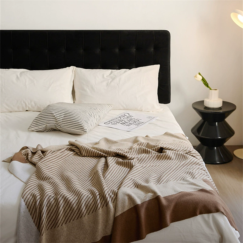 Rajing Textile Patchwork Wool Blended Knit Aviation Blanket Sofa Throw Soft Furnishings Home Decoration Throw Blanket