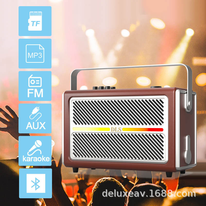 Wholesale portable Retro Bluetooth karaoke dj Speaker singing mobile KTV family outdoor with microphone