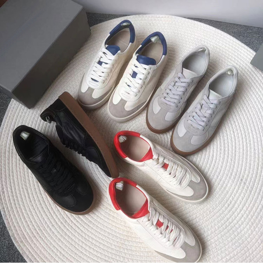 Made in Guangdong~~ Water-Dyed Yak Leather Comfortable and Soft German-Style Training Shoes, First Layer Genuine Leather, Flat-Soled Lace-Up Couple Sneakers with Thick Soles