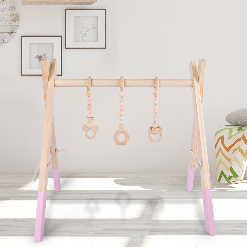 INS decorativo de madera Estilo nórdico fitness rack recién nacido ejercicio bebé educativo bebé fitness juguetes para niños image 5