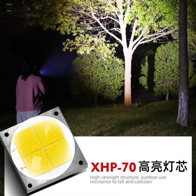 Linterna de luz fuerte recargable al aire libre brillante de largo alcance multi-función Zoom lámpara de xenón pequeña portátil de larga resistencia LED