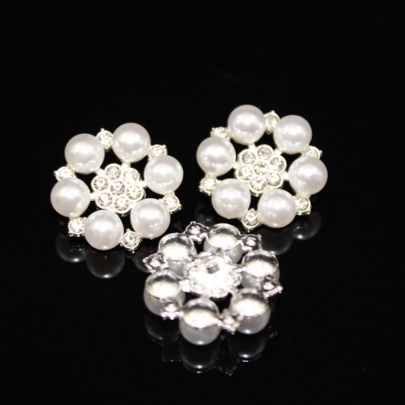 1 Piece 23 * 23mm Zinc Alloy Rhinestones Pearl Flower Decorative Buckle display picture 4