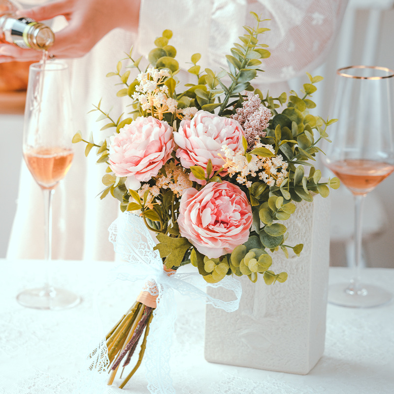 仿真花假花裝飾小花束森系小清新領證照新娘婚禮花手捧花拍照道具