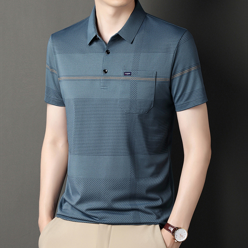 High-end Men's Cotton Short-sleeved T-shirt 2025 Summer New Arrival Middle-aged Dad's Casual All-match Polo Shirt