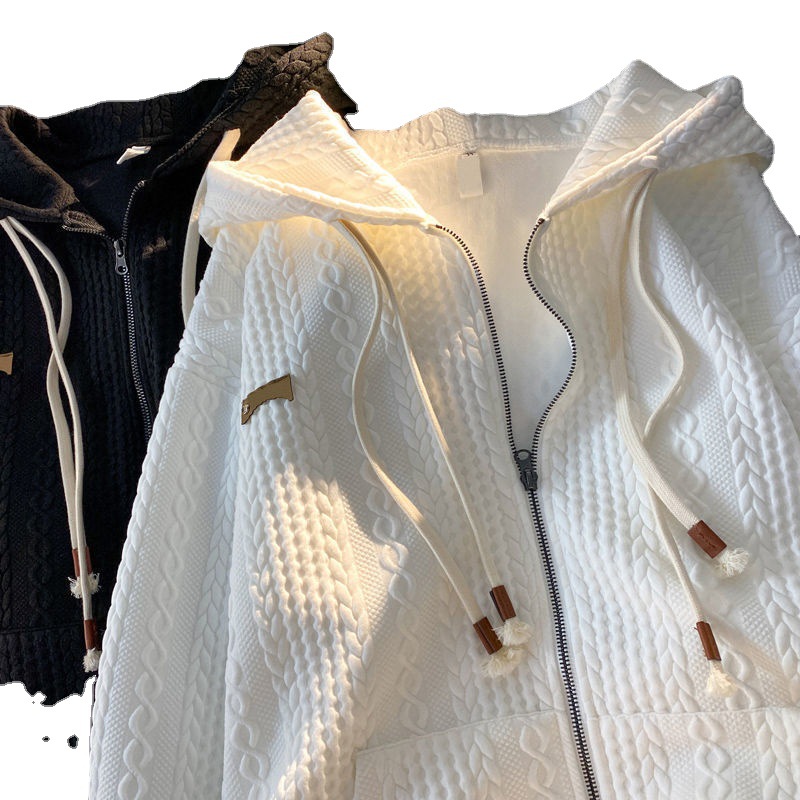 2024 nueva chaqueta waffle ropa exterior americana estilo perezoso marca de moda de nicho cremallera chaqueta ins japonesa