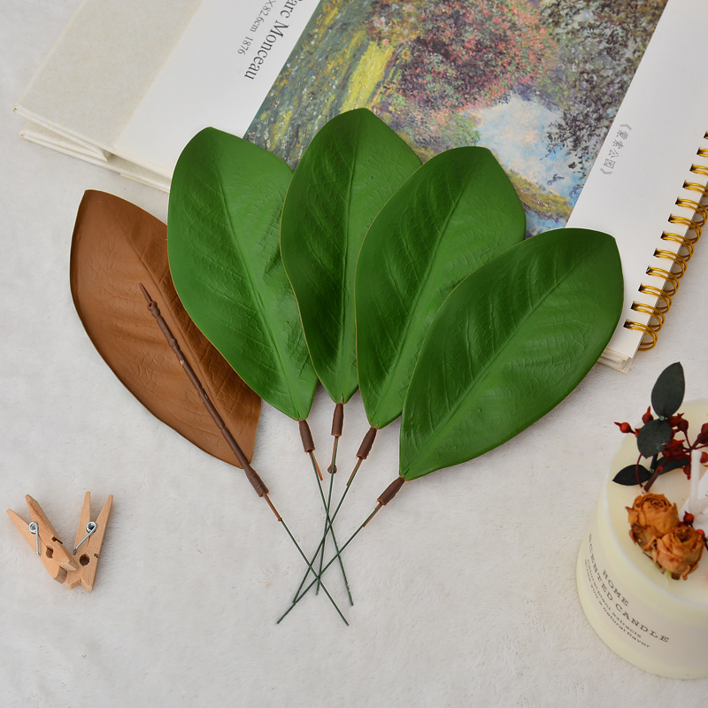Simulation green leaf wholesale single magnolia leaf DIY material osmanthus leaf headdress garland accessories plant leaf props Simulation green leaf wholesale single magnolia leaf DIY material osmanthus leaf headdress garland accessories plant leaf props