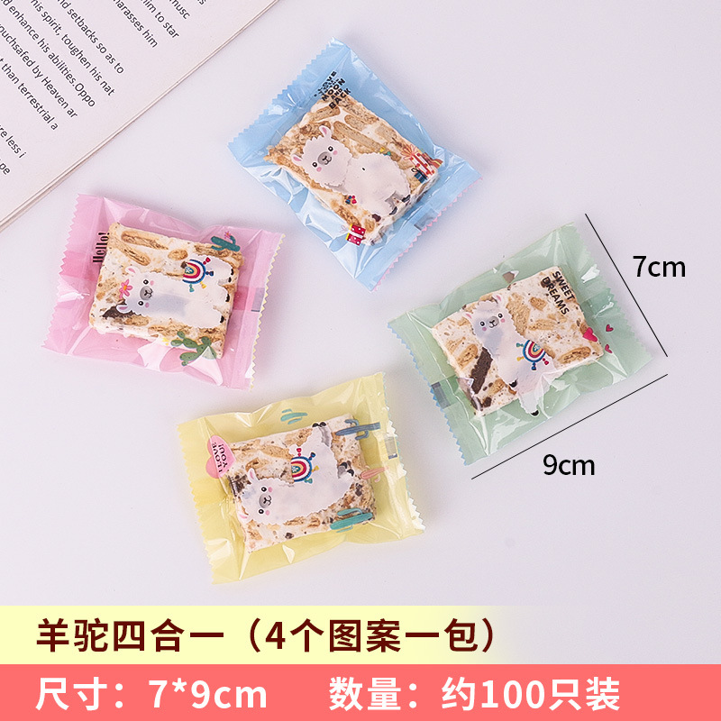 Nuevo año copo de nieve bolsa de embalaje crujiente conejo año turrón bolsa de embalaje galleta caramelo bolso de dibujos animados auto-permanente bolsa