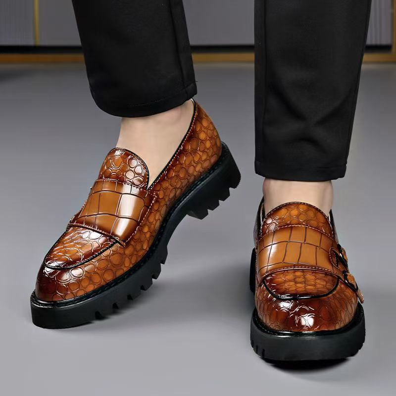 Cross-border SHEIN TEMU2025 plus size Men's Shoes Business Formal Wear Leafy Shoes Men's Thick-soled Casual Leather Shoes Men