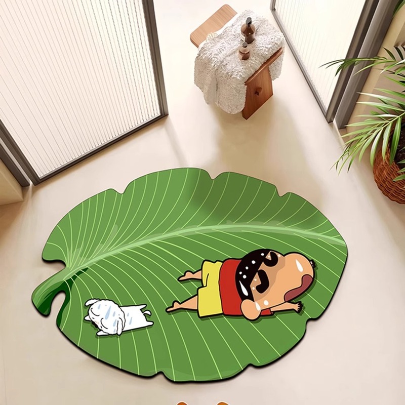 クレヨンしんちゃん浴室吸収性フロアマット浴室トイレドアバナナの葉珪藻泥フロアマットシャワールームフットマット|undefined