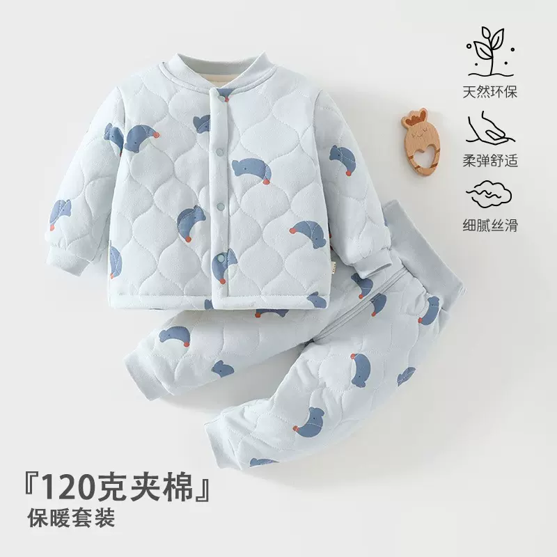 安阳婴童装婴儿夹棉套装120g棉两件套男女宝宝棉服两用裆秋冬新款
