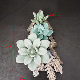 植绒绿色仿真多肉花头 植物绿植装饰迷你摆件组合多肉圣诞树塑胶