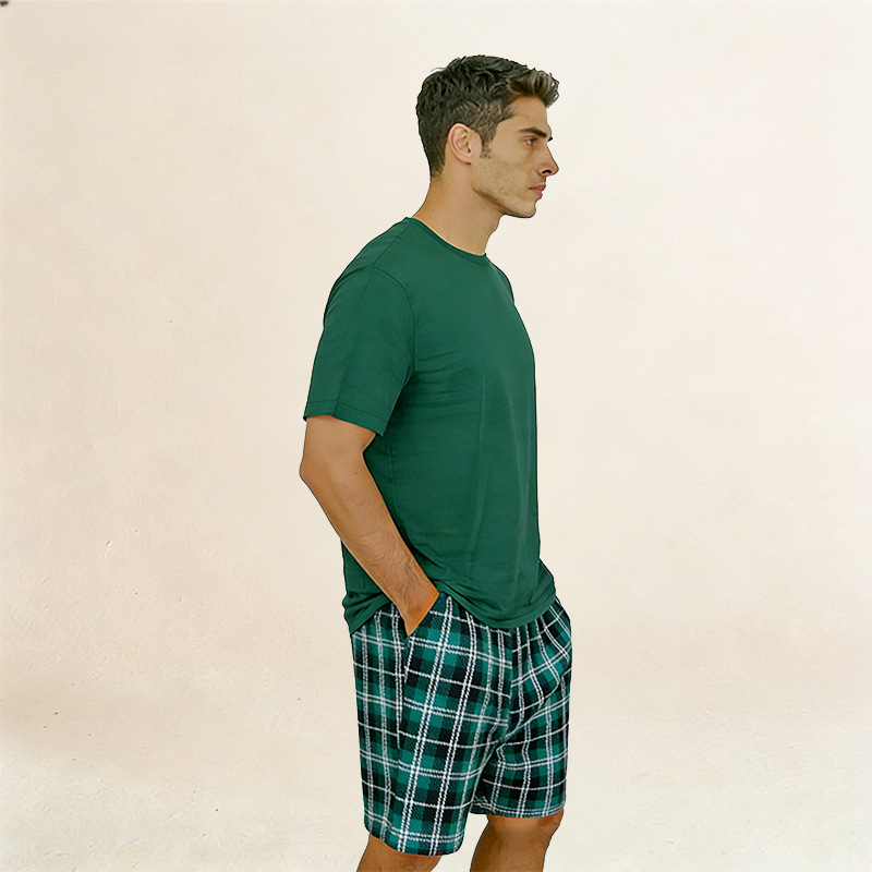 Pantalones cortos de mangas cortas, ropa de casa, camisetas de color sólido, pantalones a placas transfronterizos, exclusivos para Amazon AliExpress