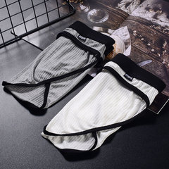 Men's ribbed sweat-absorbing low-rise underwear with large pouch U-shaped thin breathable single-layer triangle pants GTOPX MAN