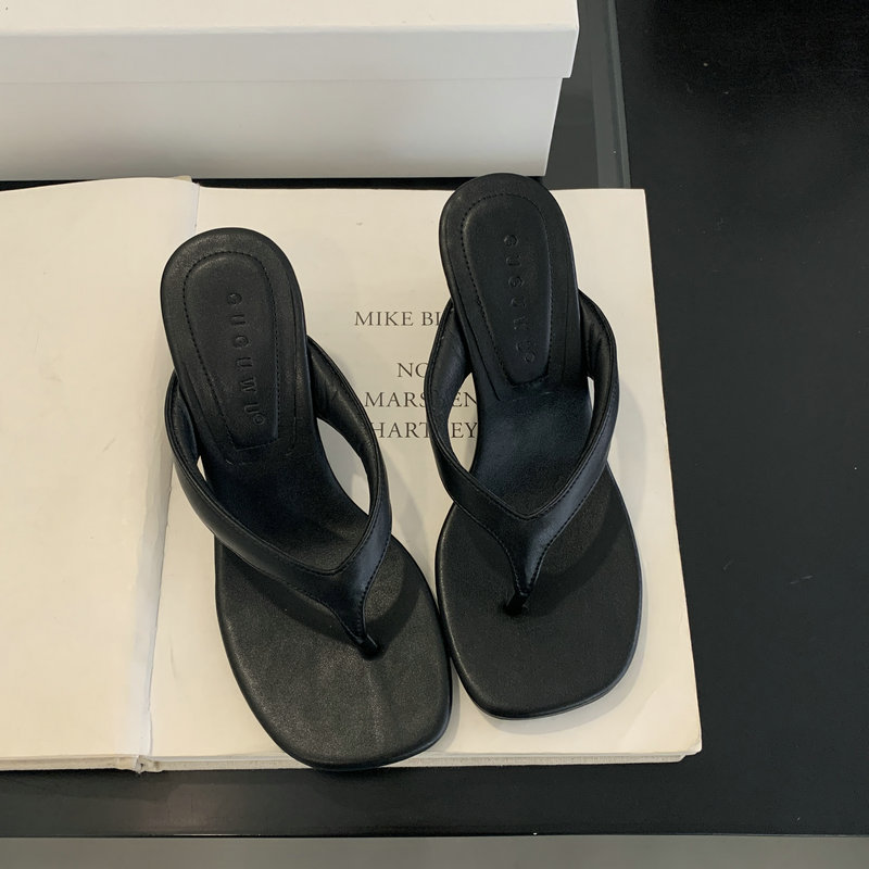 Sandalias francesas, chanclas, chanclas, chanclas, zapatos de hadas, verano, 2025, nuevas sandalias de tacón alto con chanclas simples