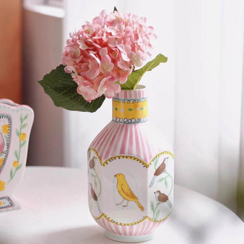新しい見栄えの良いワイルドナイチンゲールとバラの歌花瓶ロマンチックなマイナーフィギュアセラミック花瓶は卸売することができます|undefined