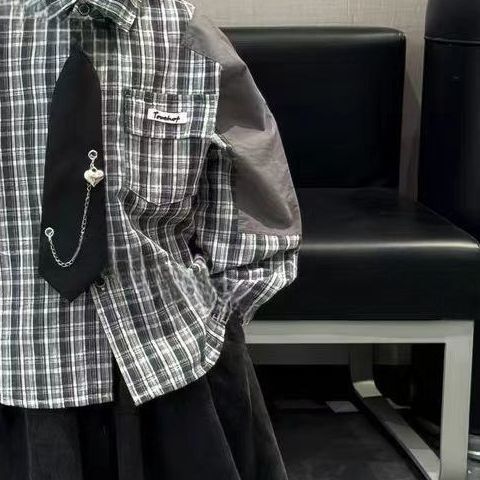 儿童套装洋气2025新款韩版男童学院拼接衬衫针织马甲裤子潮三件套|undefined