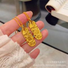 镀真金沙金闪耀碎冰冰暴富吉言福牌吊坠项链5G硬金工艺碎冰冰手镯