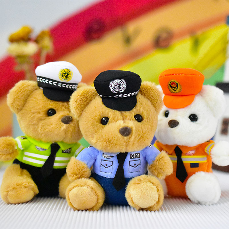 交通警察クマペンダントぬいぐるみ小さな人形消防警察バッグペンダントキーホルダーカスタムロゴ卸売|undefined
