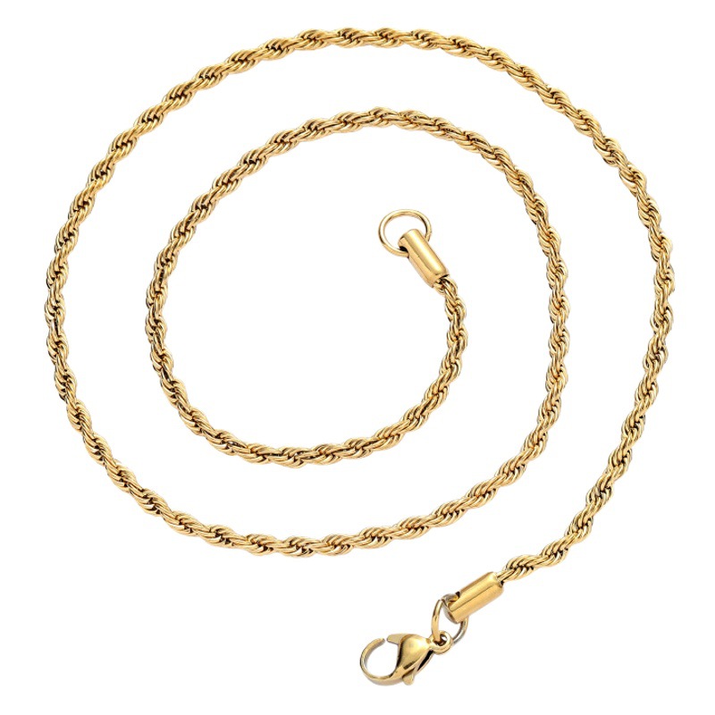 Stainless Steel Twist Chain 2Mm3Mm4Mm5Mm6Mm Men's Hip-Hop Necklace Multi-Size Multi-Color Twist Chain
