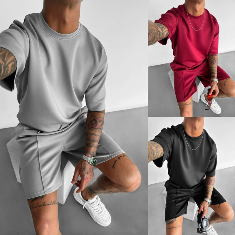 2025 Temu Style Summer Sports Men's Simple and Casual Design 2024 Autumn Short-Sleeve T-Shirt Trendy Clothing