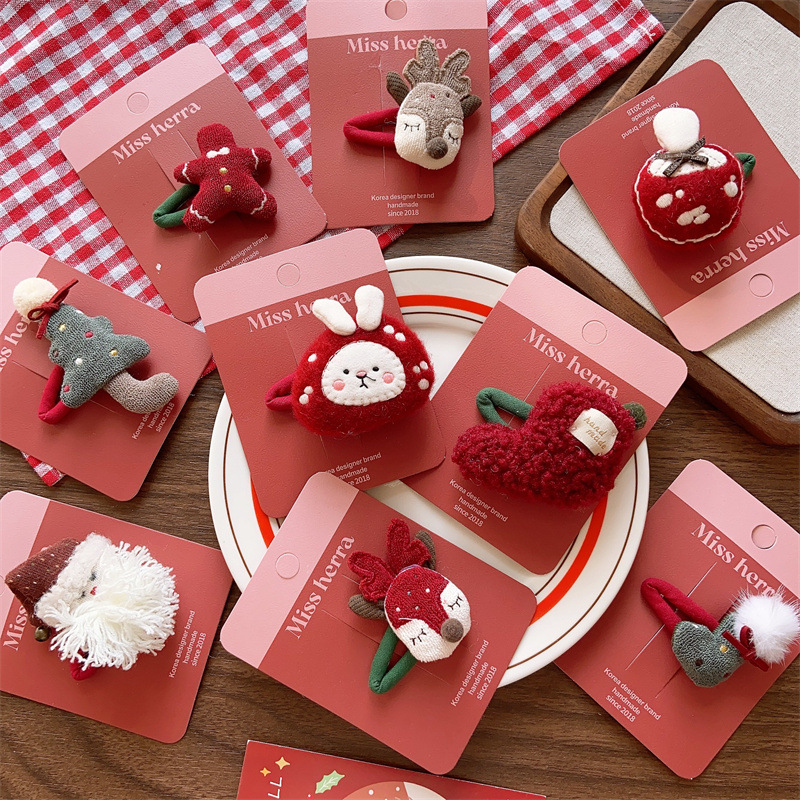 Regalo di Natale Mori ragazza colore bambini carino imbottito cotone coniglio capelli cerchio ragazza vino rosso Natale rosso amore testa corda coppia_voghion.com