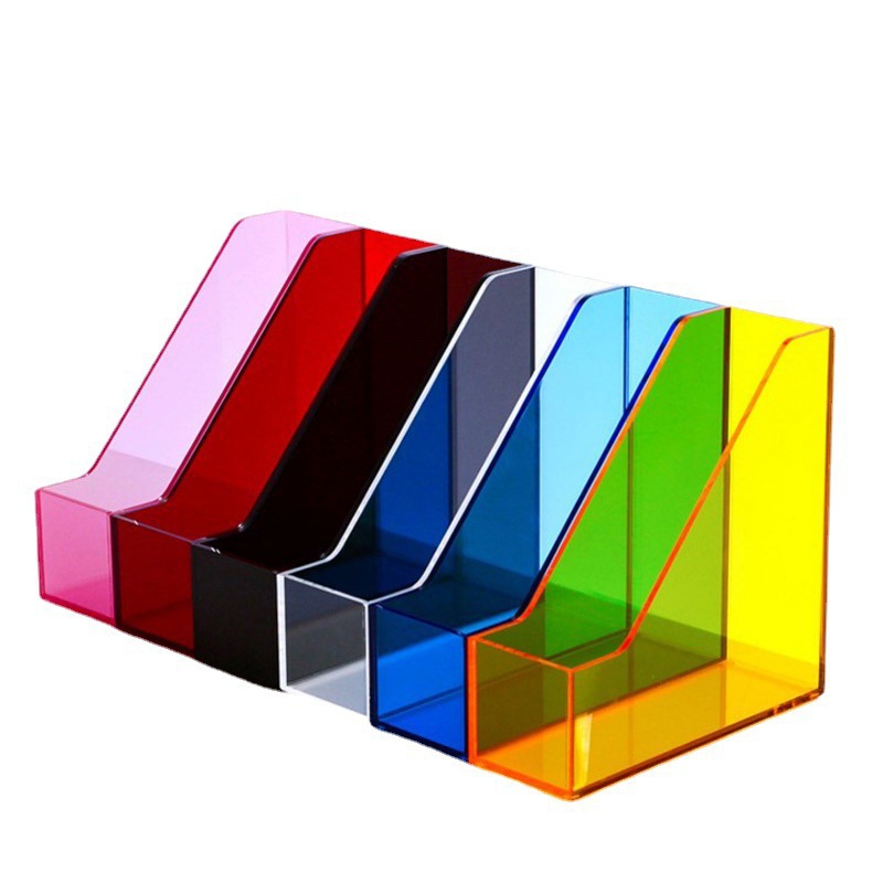 以潤多彩亞克力書立 桌面簡易文件收納本冊架 書冊彩色資料架批發