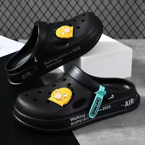 Croc Shoes Men's  New Summer Extra Thick Slippers Baotou Sandals Non-Slip Casual Soft Soled Beach Shoes Men