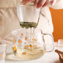 玻璃保溫茶壺耐高溫泡茶涼水水壺可愛杯花茶壺過濾大冷泡壺