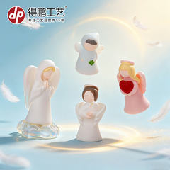 感恩节新款微景观守护天使树脂工艺品 diy装饰配件桌面车载小摆件