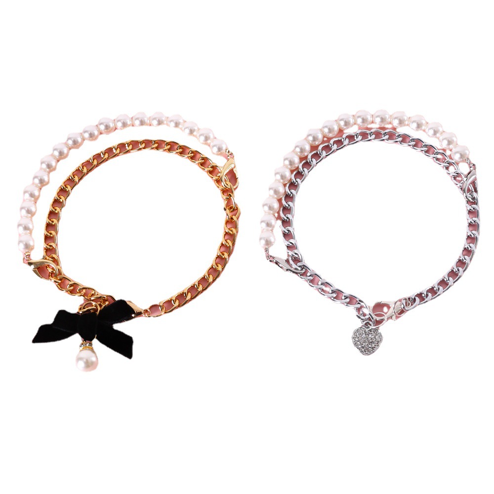 Mascotas gatos que osos perros y conejos alemanes peleas de perlas arcos collares collares accesorios de diamantes amor retro