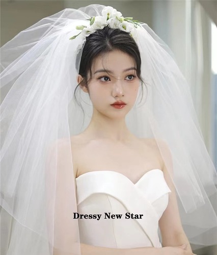 Korean style short double-layered hair comb style fluffy hard mesh veil bride wedding Korean mesh headwear travel photo white