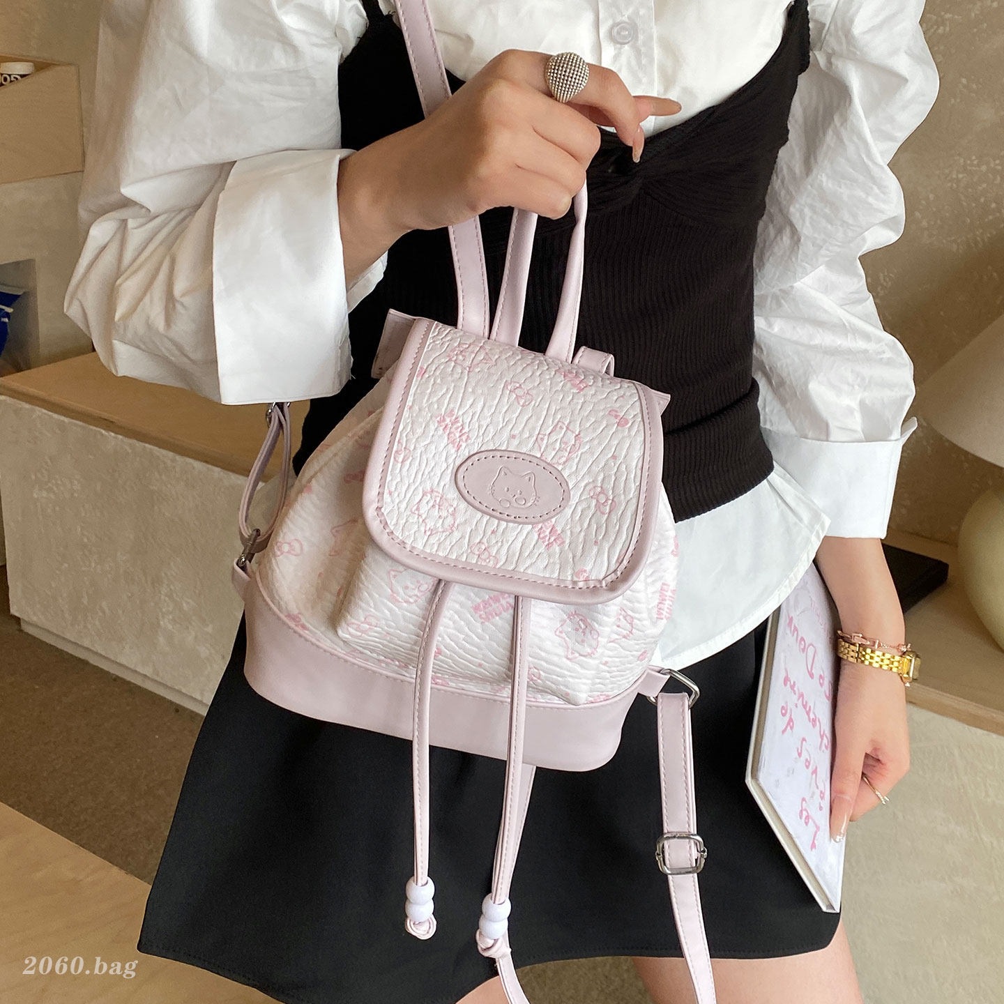 2026 mochila mini mochila de viaje mochila de impresión simple de moda joven adorable dulce nuevo estilo
