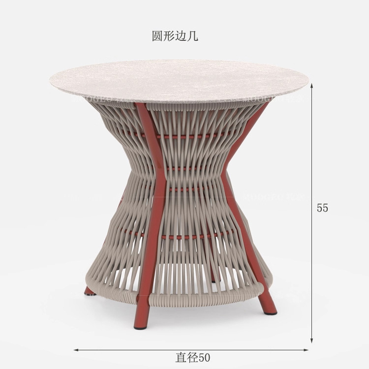 Casual sofá al aire libre tejido de cuerda de cáñamo mesa de té sofá patio al aire libre impermeable moderno sofá mesa de té
